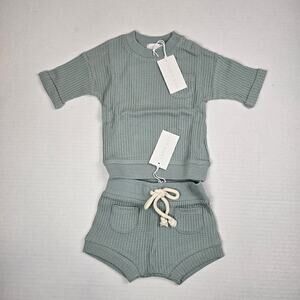 NWT Jamie Kay Organic Cotton Waffle Knit Easton Top Seb Shorts Size 6/12m Rain